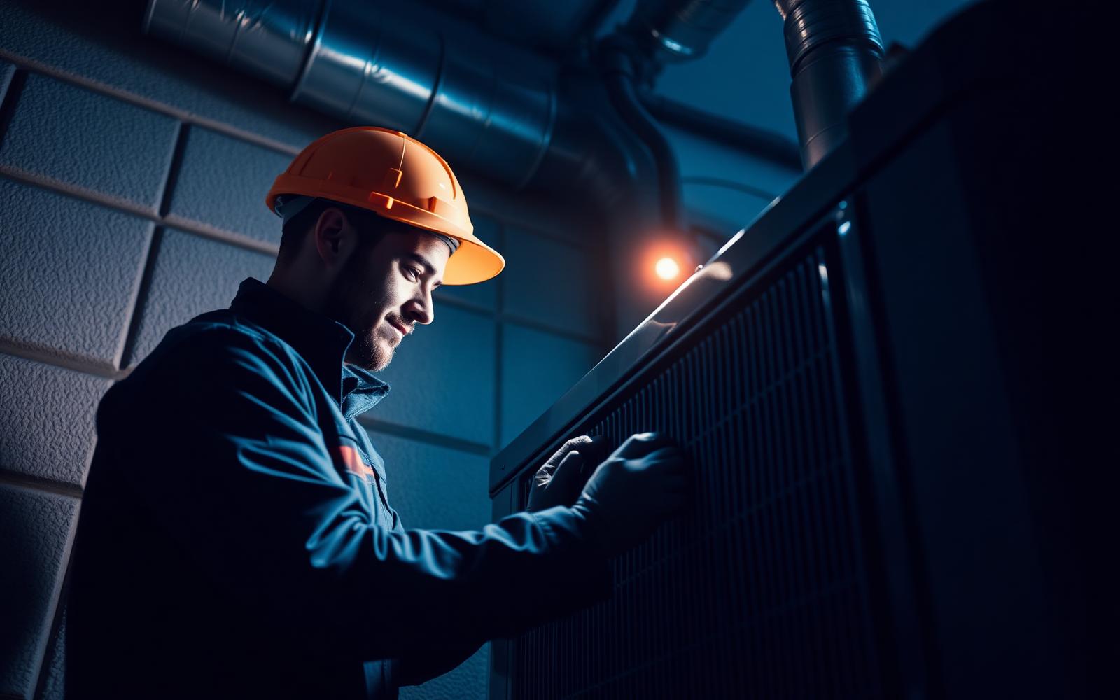 TSR HVAC technician servicing a rooftop unit